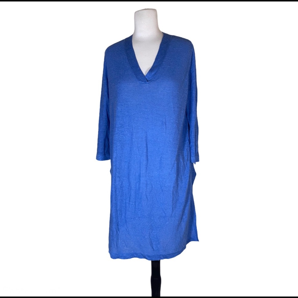 💛💛 4/$25 J. Jill solid blue linen blend tunic top PM